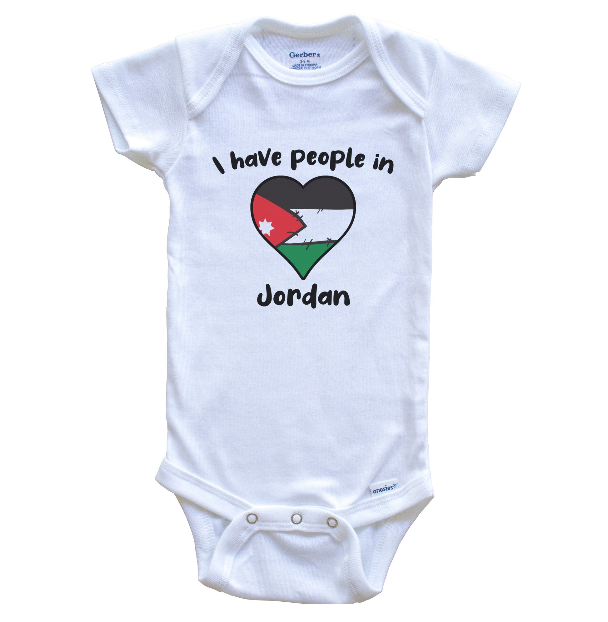Jordanian Flag Heart I Have People In Jordan Baby Bodysuit