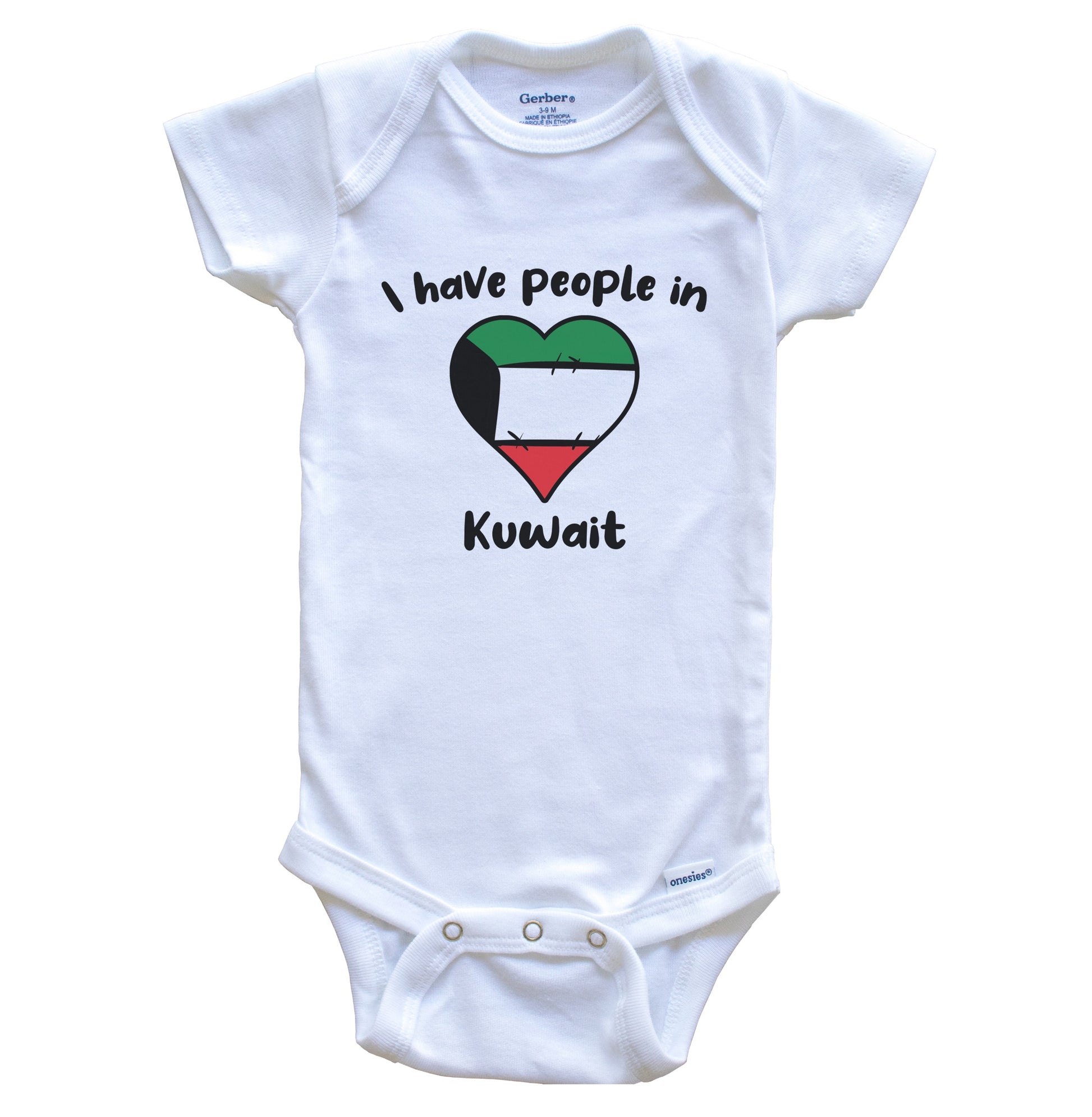 Kuwaiti Flag Heart I Have People In Kuwait Baby Bodysuit