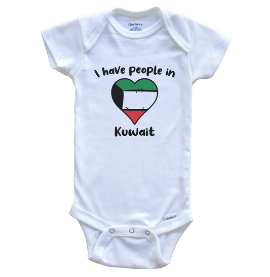 Kuwaiti Flag Heart I Have People In Kuwait Baby Bodysuit
