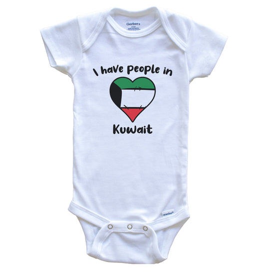 Kuwaiti Flag Heart I Have People In Kuwait Baby Bodysuit