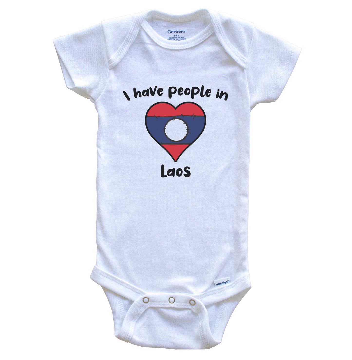 Laotian Flag Heart I Have People In Laos Baby Bodysuit