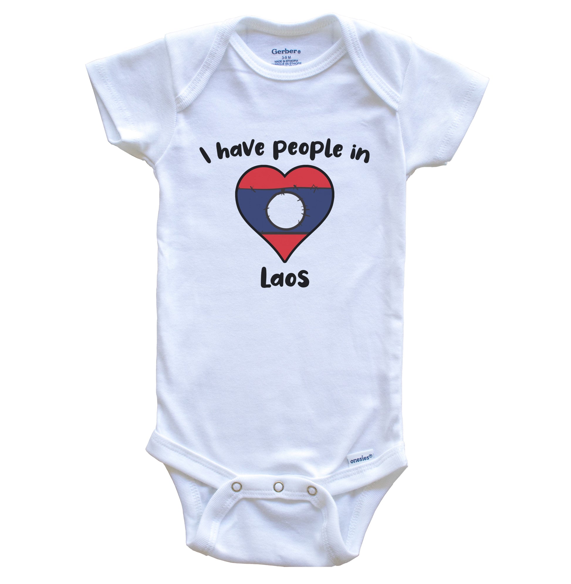 Laotian Flag Heart I Have People In Laos Baby Bodysuit