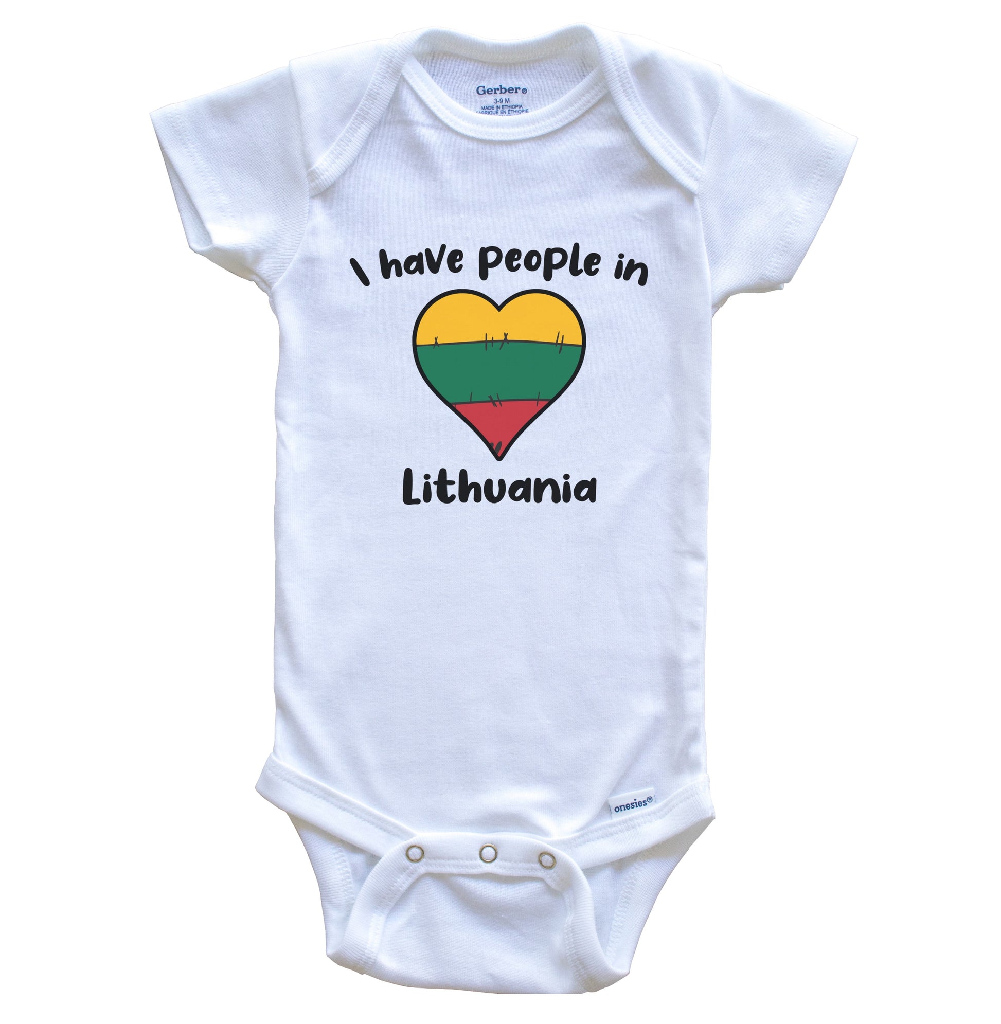 Lithuanian Flag Heart I Have People In Lithuania Baby Bodysuit