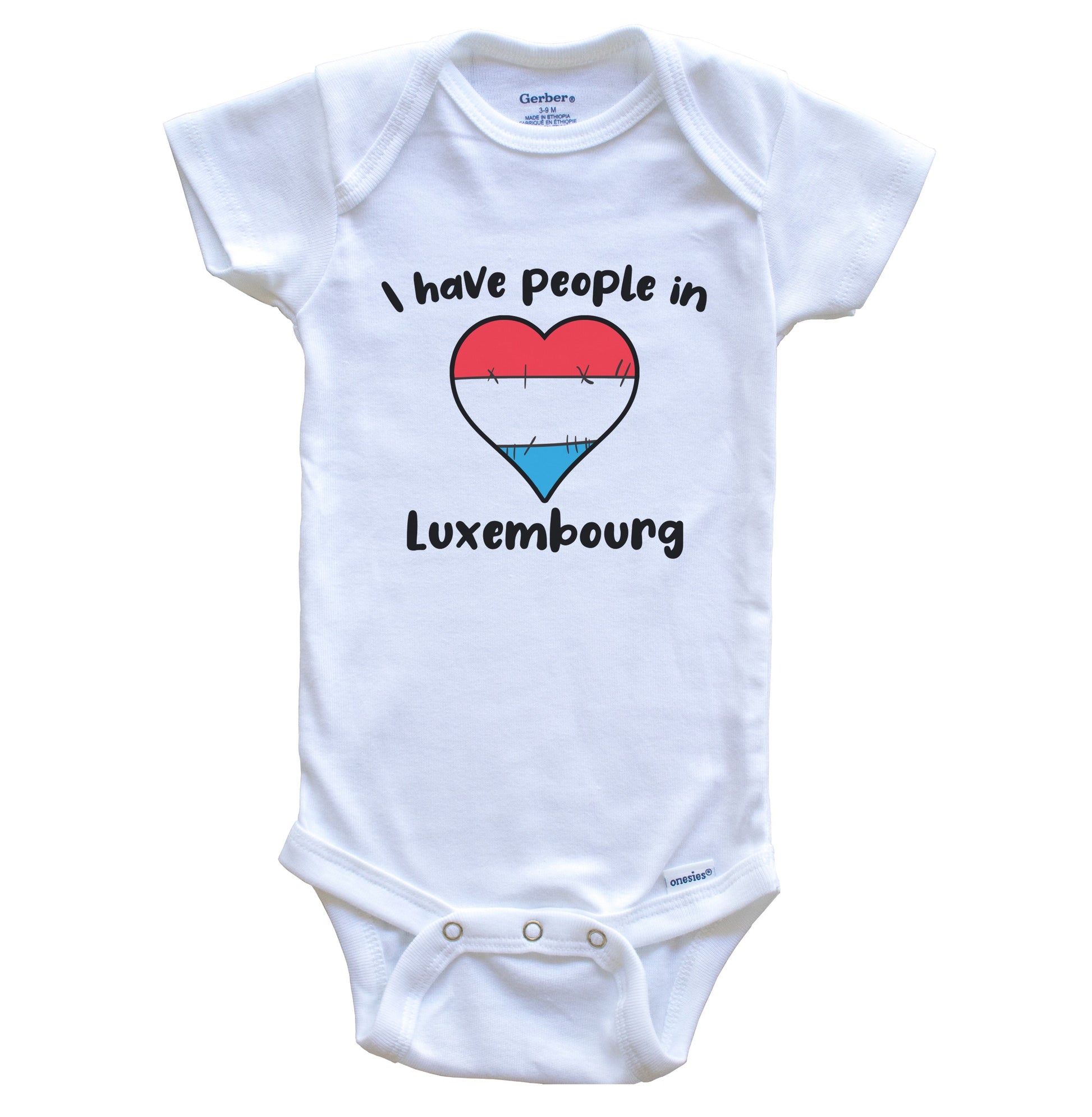 Luxembourgish Flag Heart I Have People In Luxembourg Baby Bodysuit
