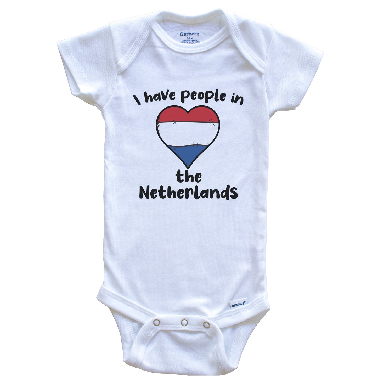 Dutch Flag Heart I Have People In the Netherlands Baby Bodysuit