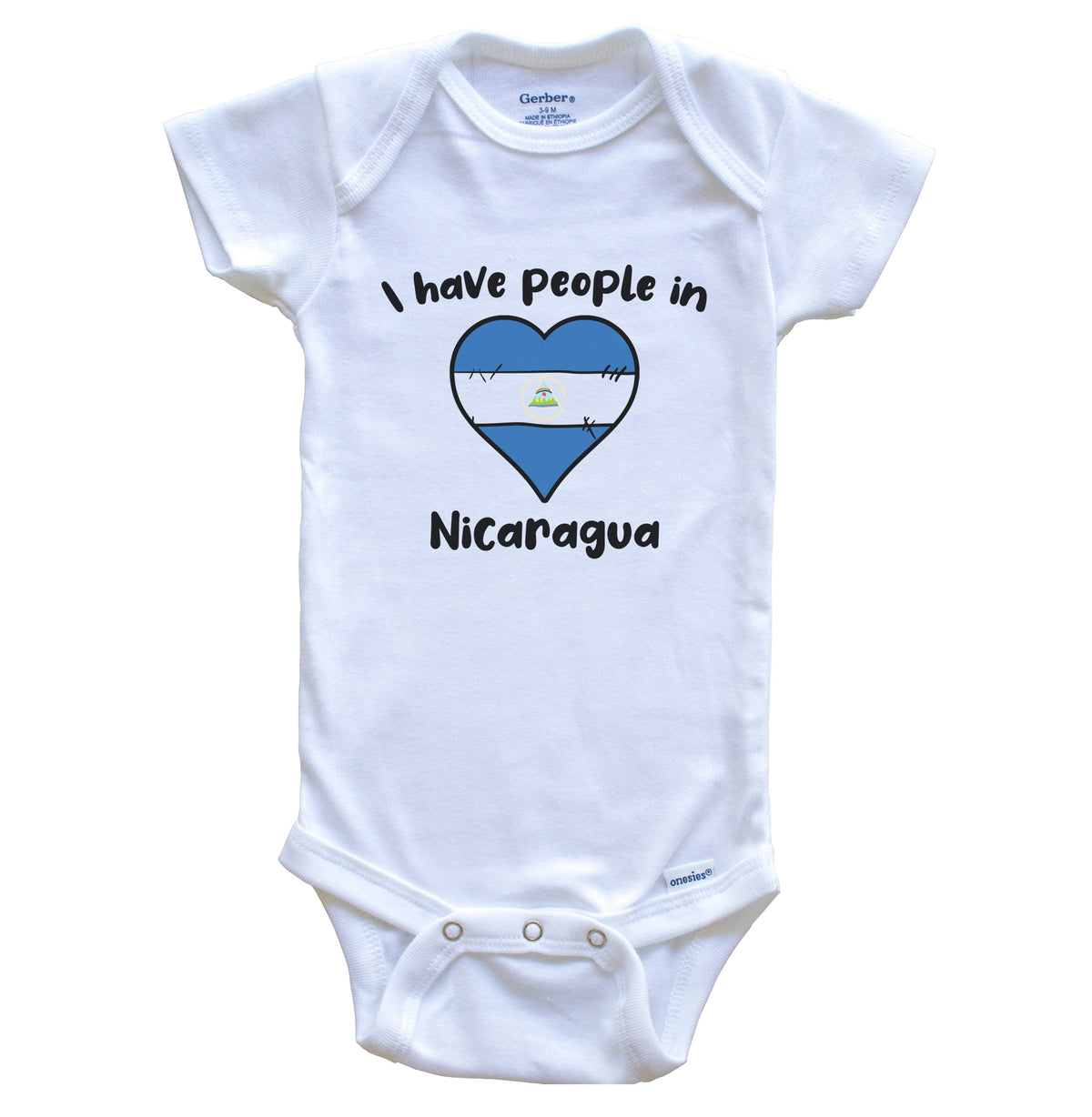 Nicaraguan Flag Heart I Have People In Nicaragua Baby Bodysuit