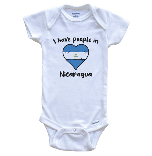 Nicaraguan Flag Heart I Have People In Nicaragua Baby Bodysuit