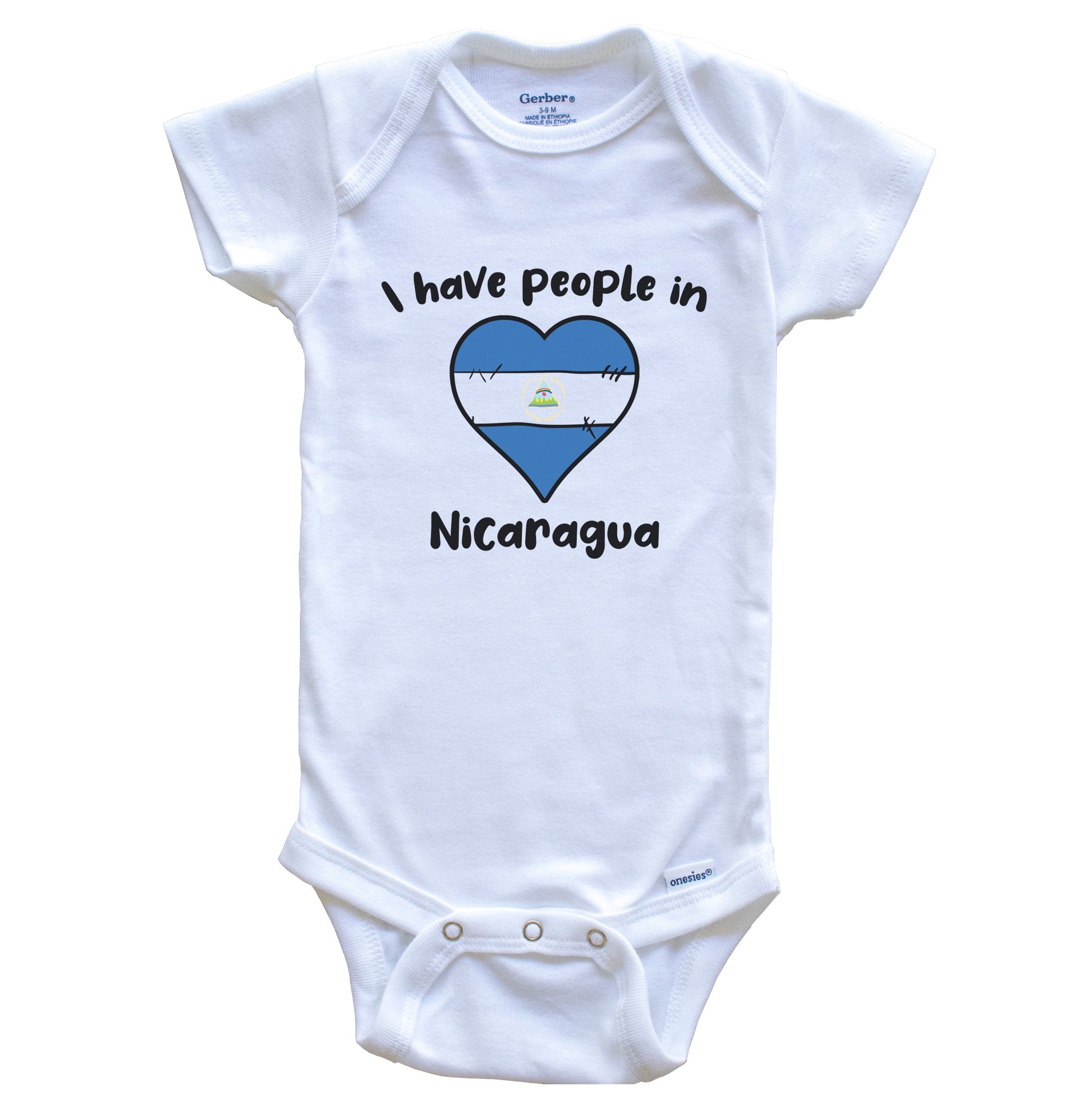 Nicaraguan Flag Heart I Have People In Nicaragua Baby Bodysuit
