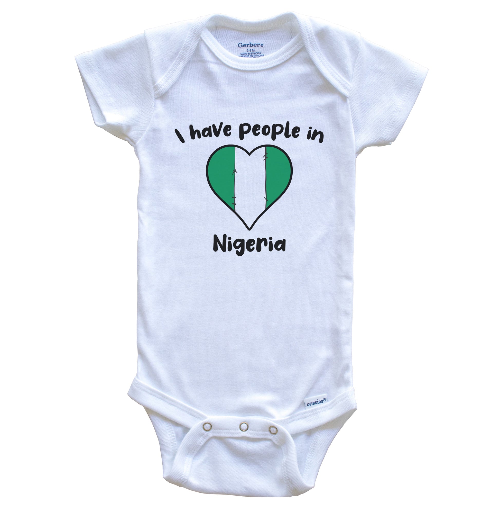 Nigerian Flag Heart I Have People In Nigeria Baby Bodysuit