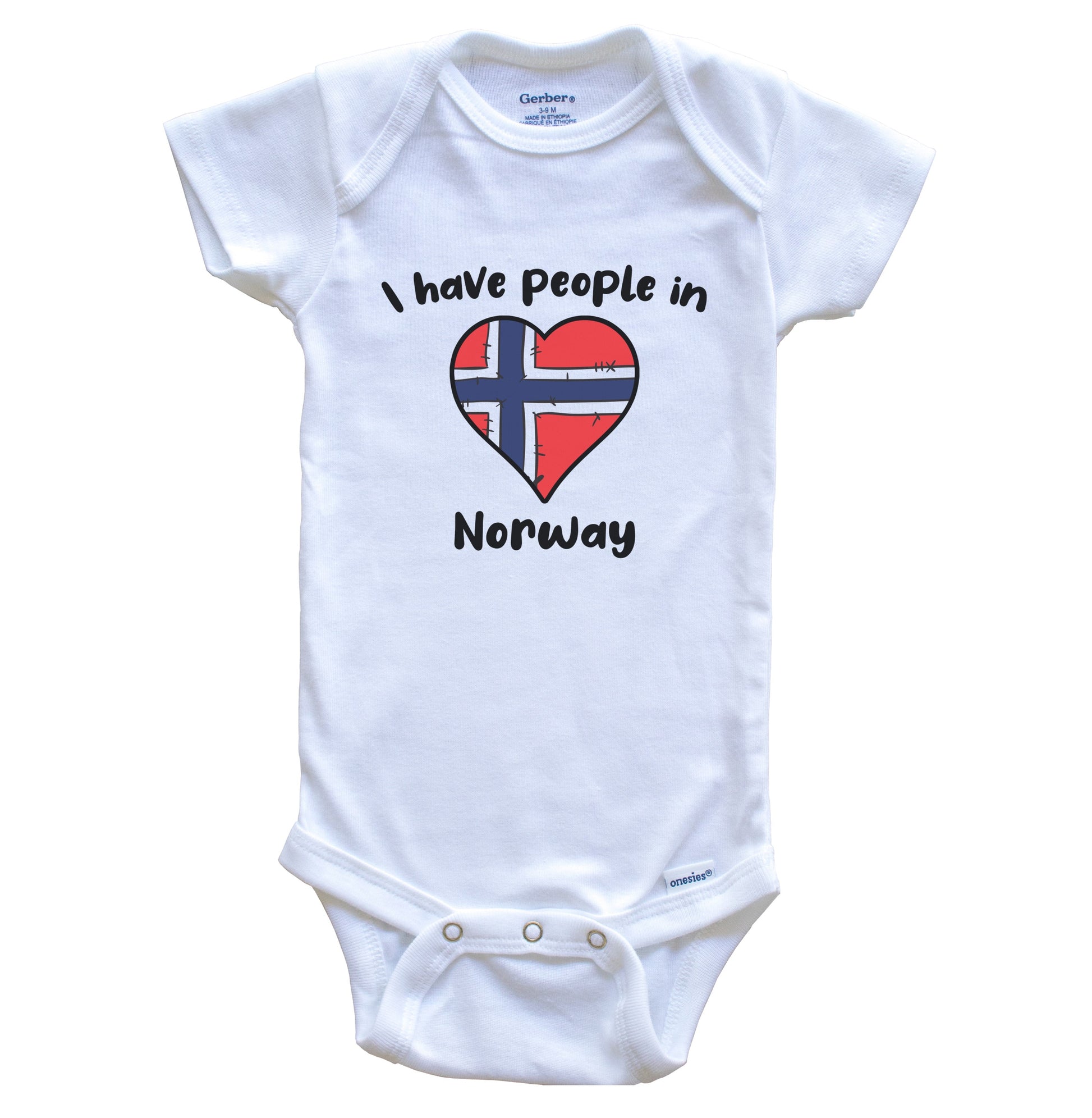 Norwegian Flag Heart I Have People In Norway Baby Bodysuit