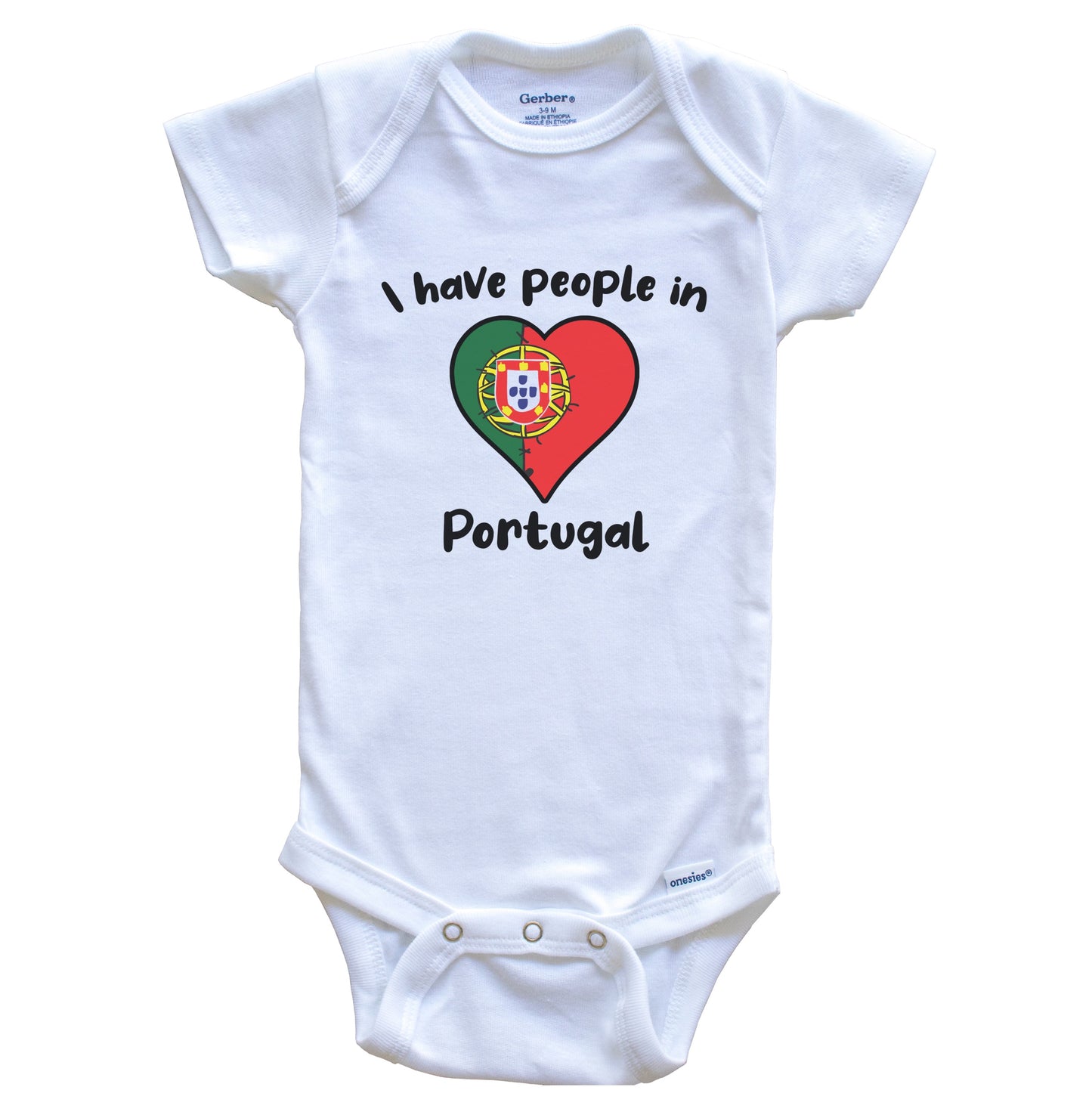 Portuguese Flag Heart I Have People In Portugal Baby Bodysuit