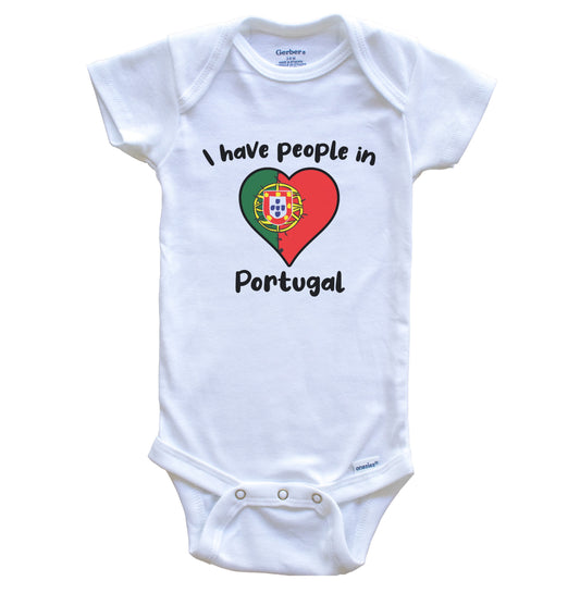 Portuguese Flag Heart I Have People In Portugal Baby Bodysuit