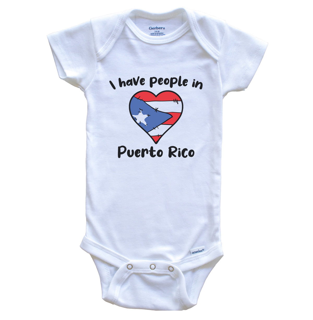 Puerto Rican Flag Heart I Have People In Puerto Rico Baby Bodysuit