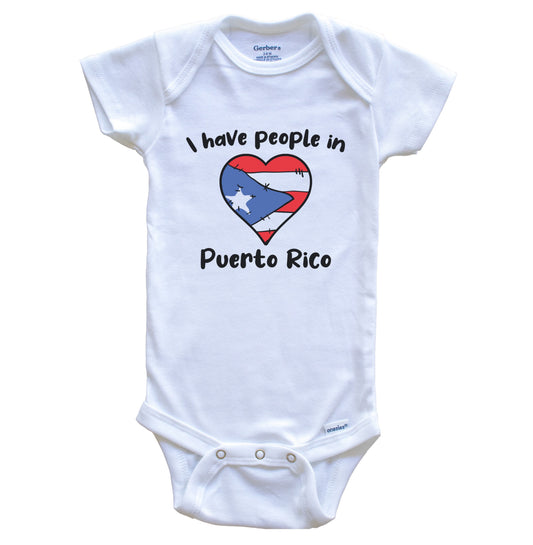 Puerto Rican Flag Heart I Have People In Puerto Rico Baby Bodysuit