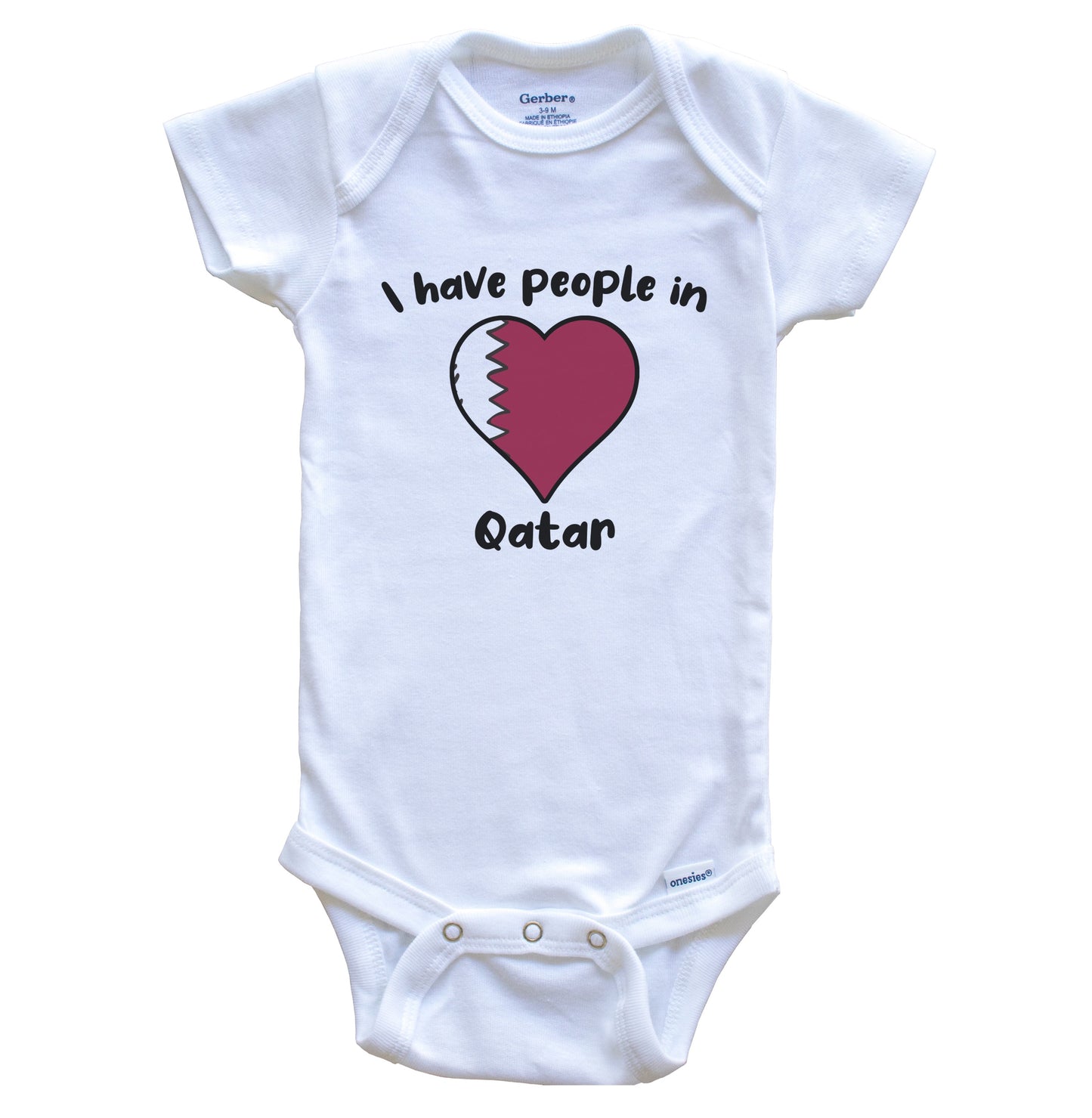 Qatari Flag Heart I Have People In Qatar Baby Bodysuit