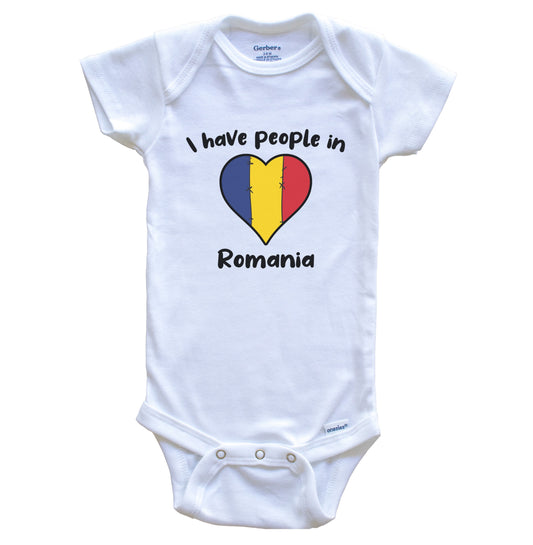 Romanian Flag Heart I Have People In Romania Baby Bodysuit