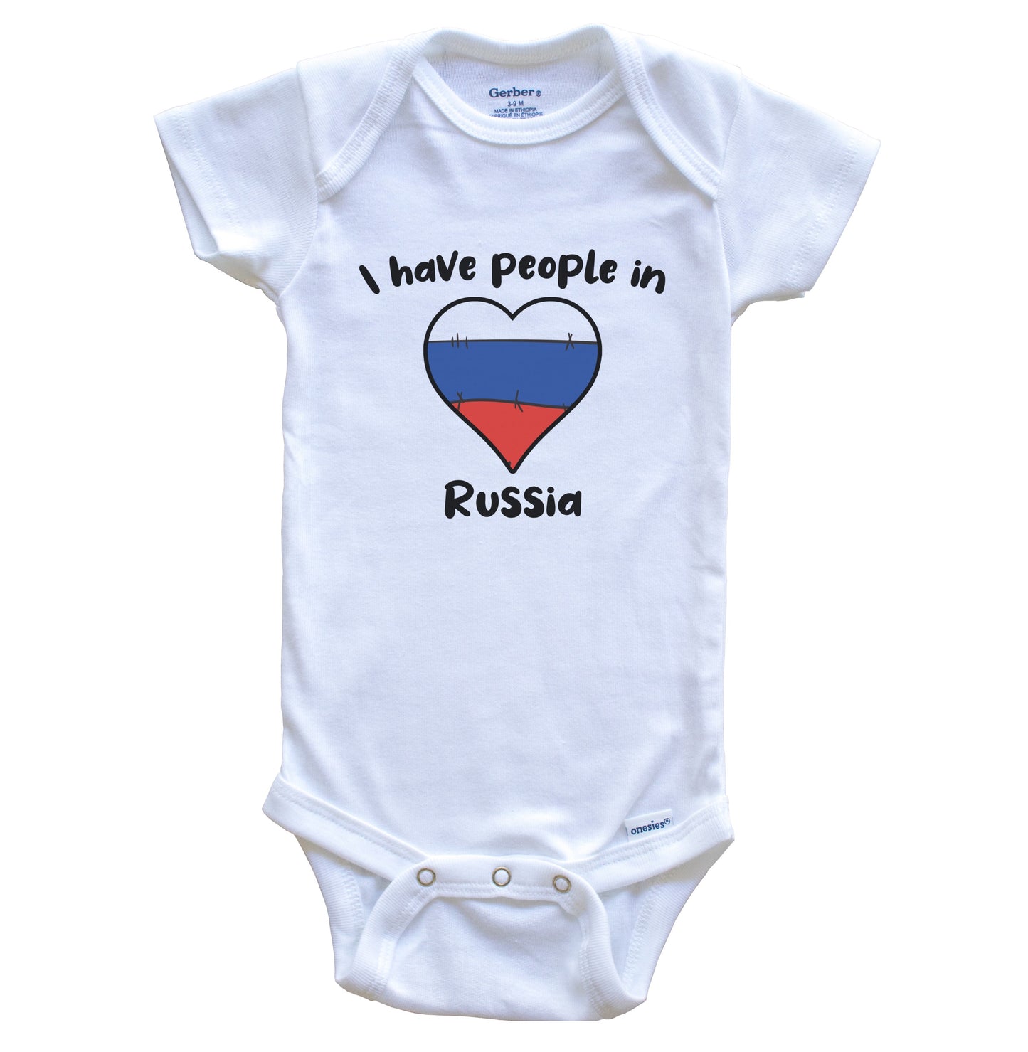Russian Flag Heart I Have People In Russia Baby Bodysuit