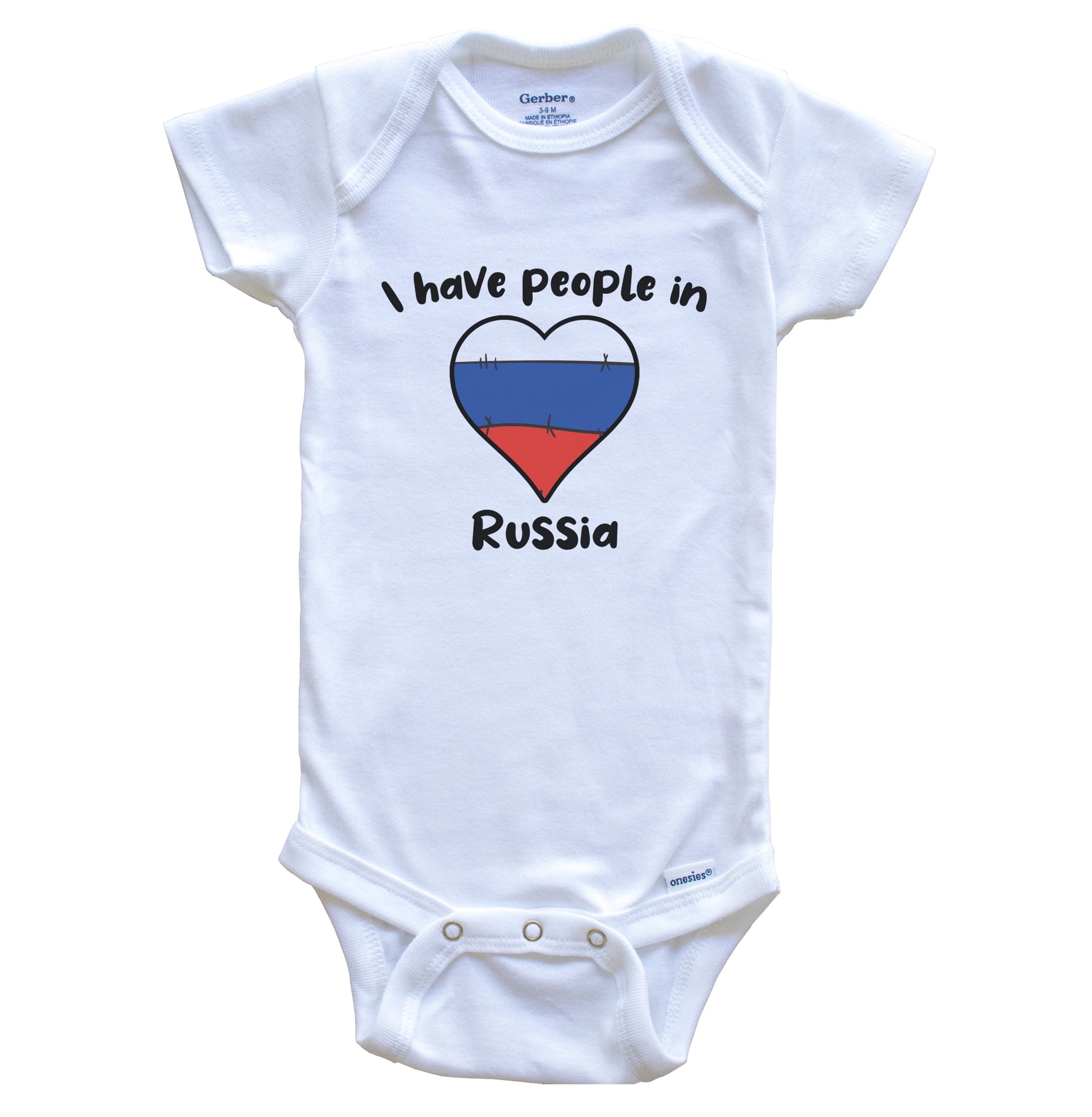 Russian Flag Heart I Have People In Russia Baby Bodysuit