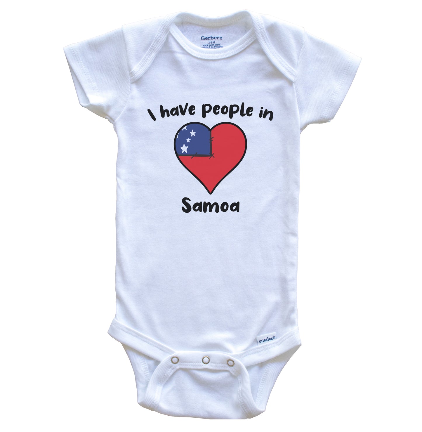 Samoan Flag Heart I Have People In Samoa Baby Bodysuit