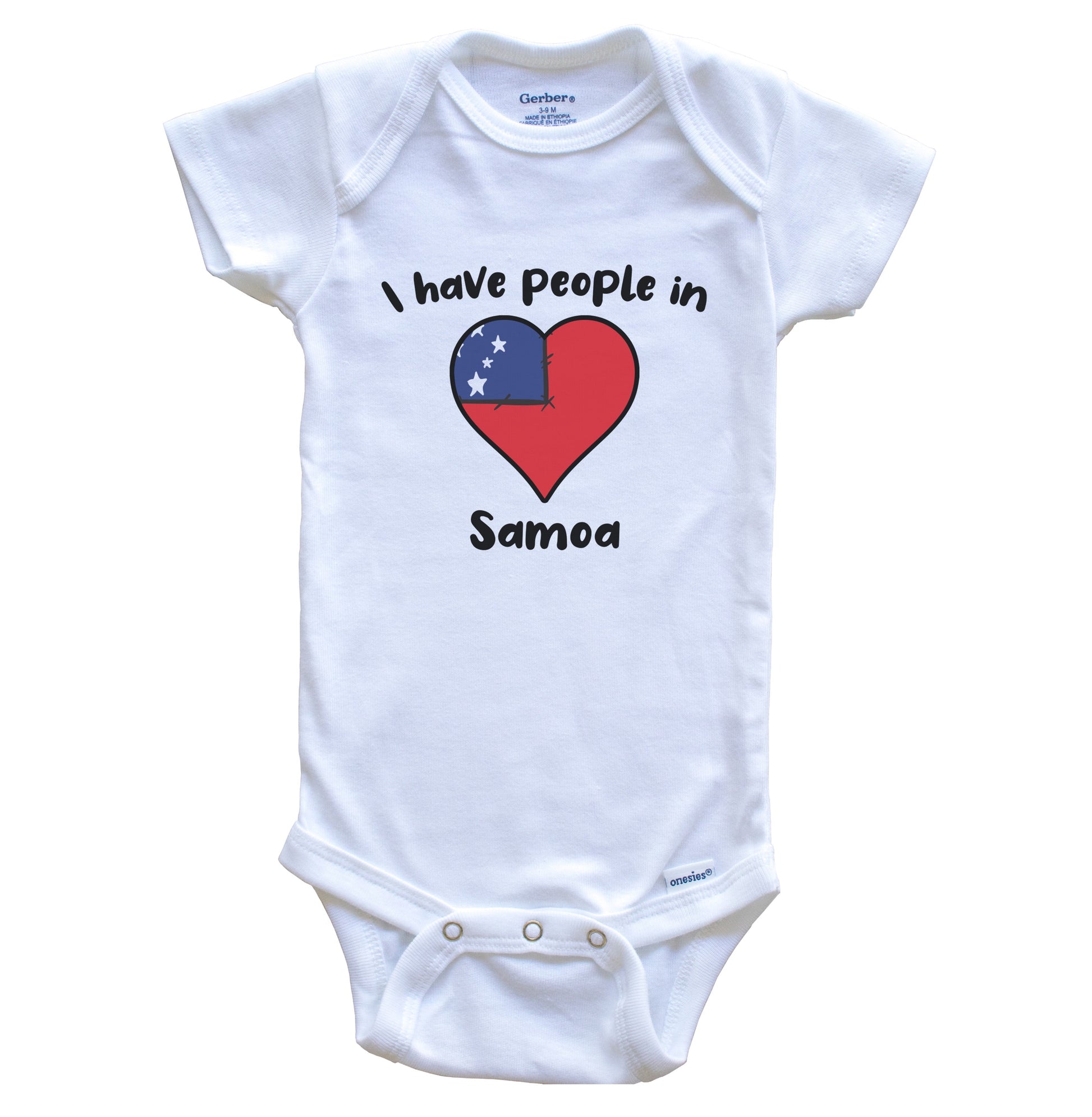 Samoan Flag Heart I Have People In Samoa Baby Bodysuit