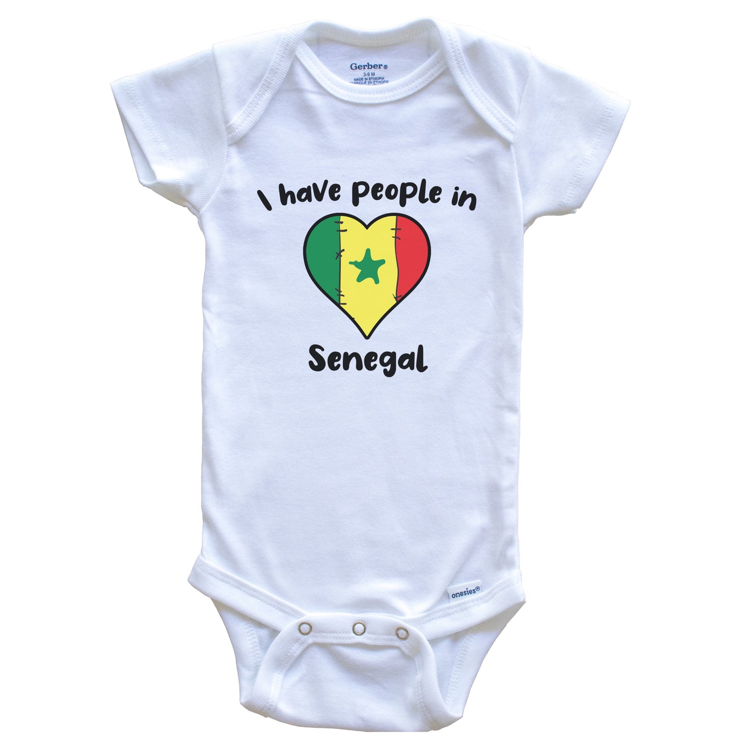 Senegalese Flag Heart I Have People In Senegal Baby Bodysuit