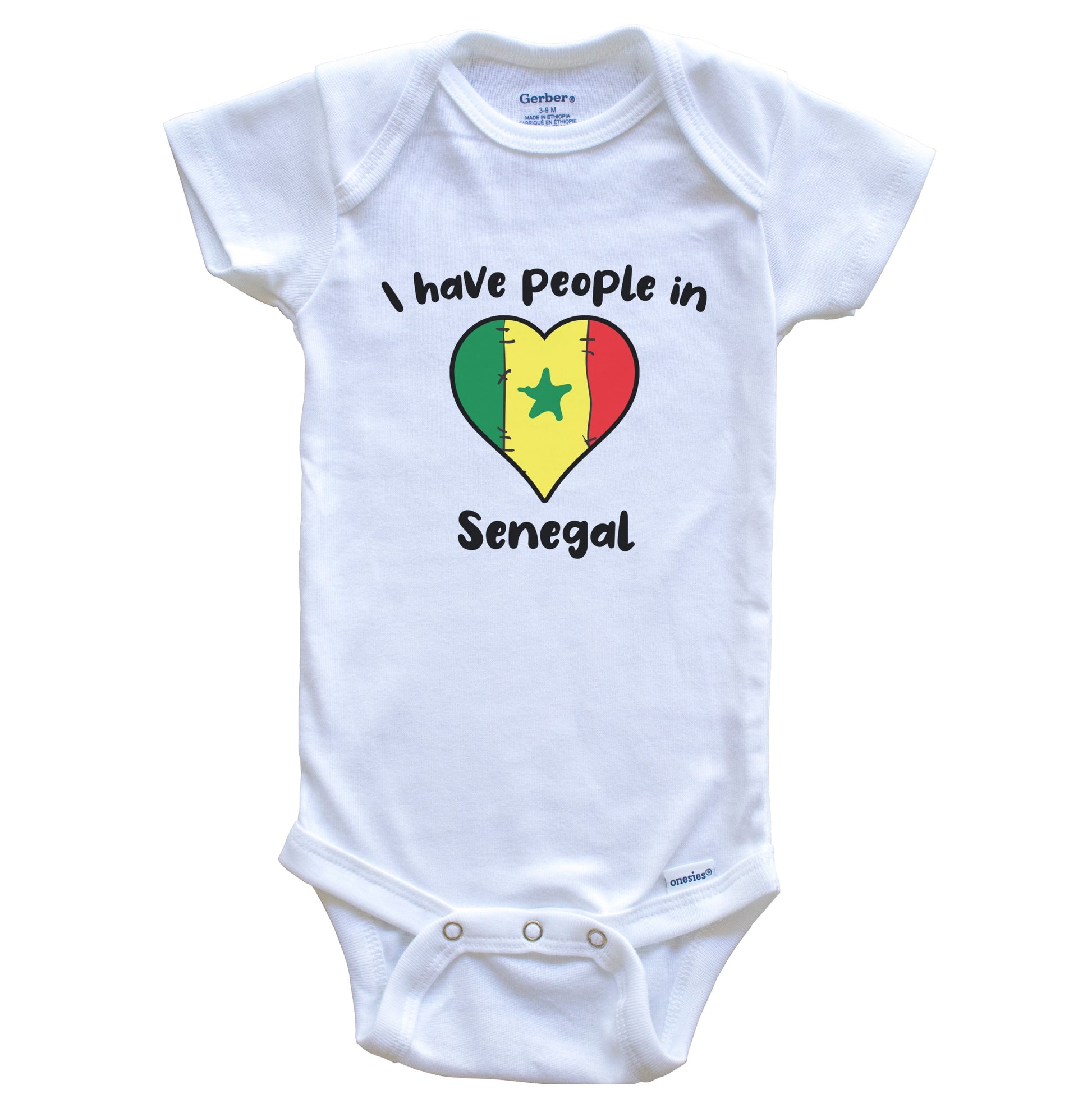 Senegalese Flag Heart I Have People In Senegal Baby Bodysuit