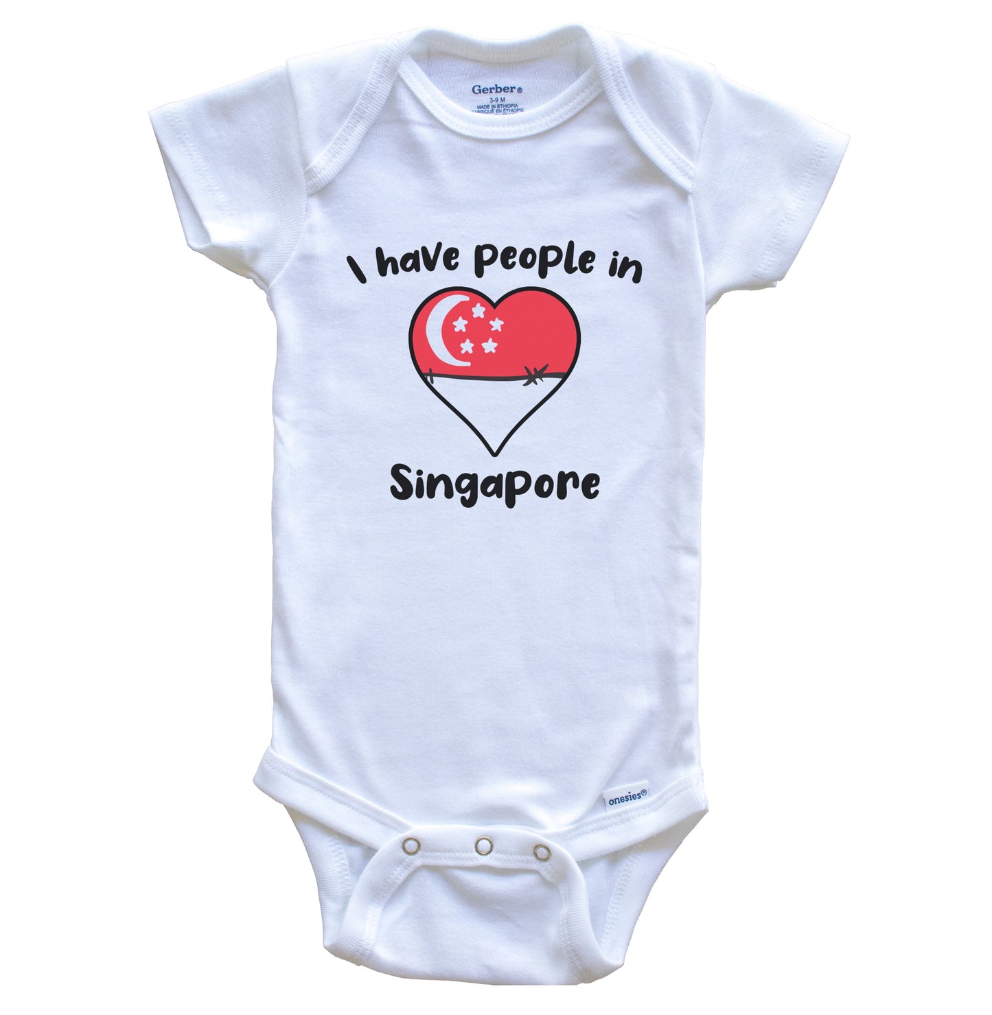 Singaporean Flag Heart I Have People In Singapore Baby Bodysuit