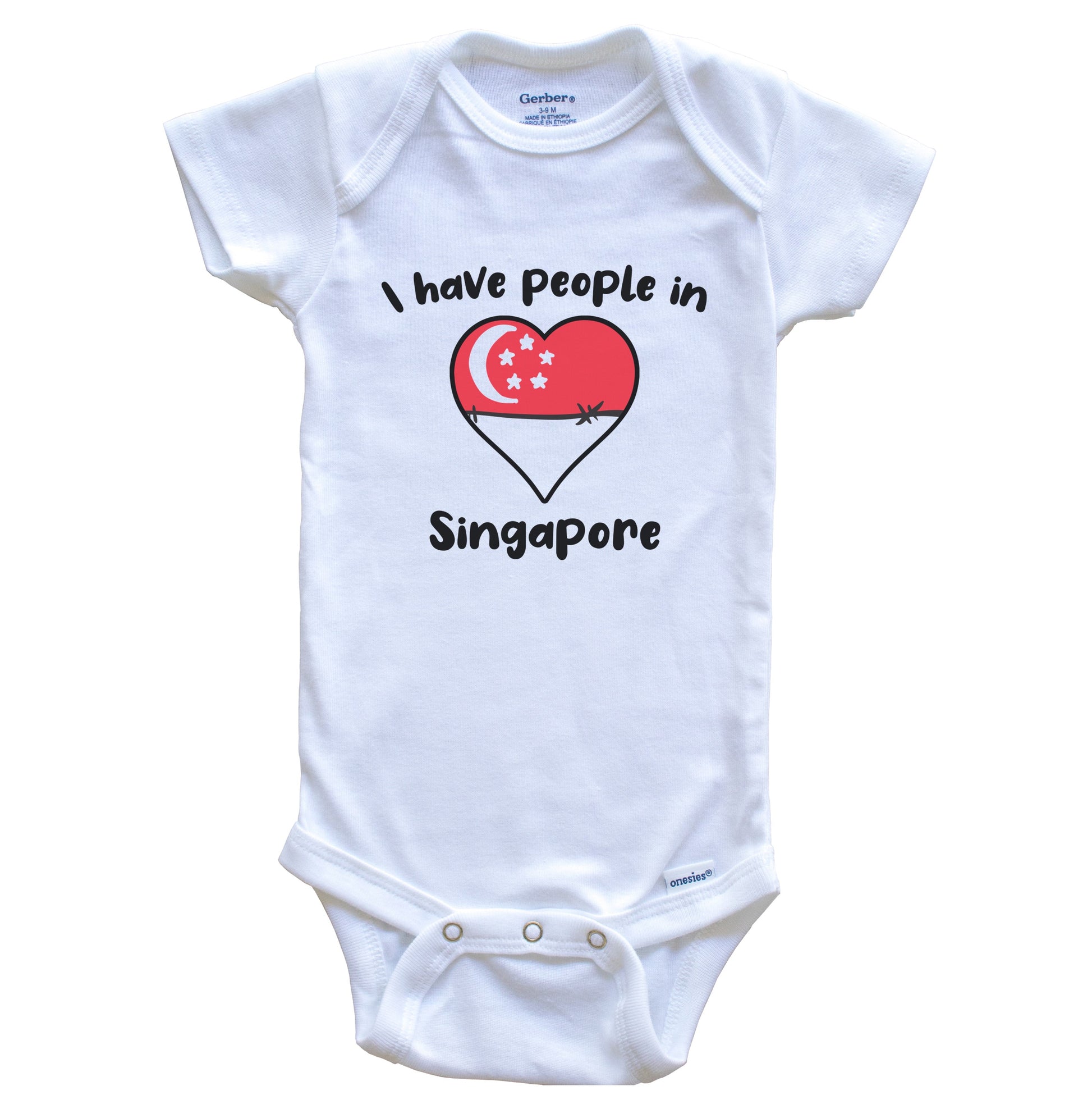 Singaporean Flag Heart I Have People In Singapore Baby Bodysuit