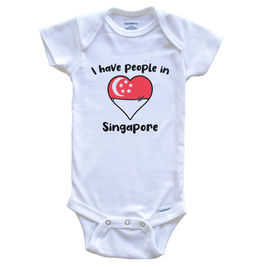 Singaporean Flag Heart I Have People In Singapore Baby Bodysuit