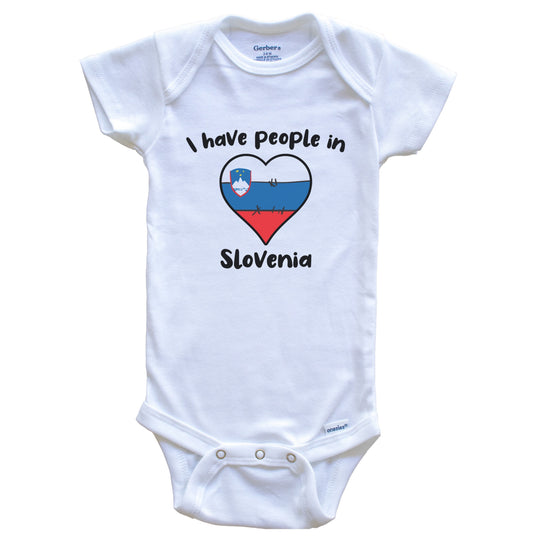 Slovenian Flag Heart I Have People In Slovenia Baby Bodysuit