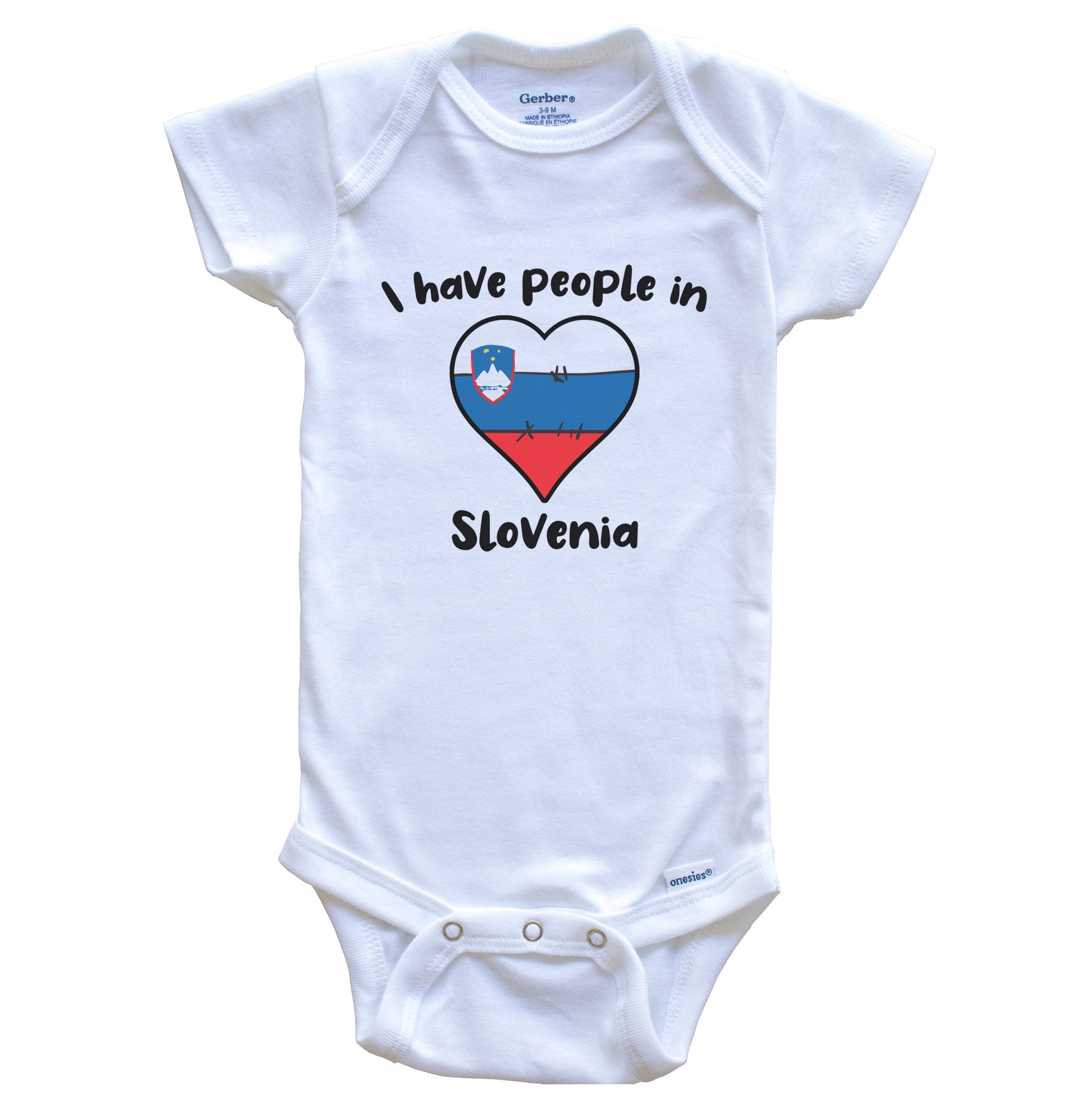 Slovenian Flag Heart I Have People In Slovenia Baby Bodysuit