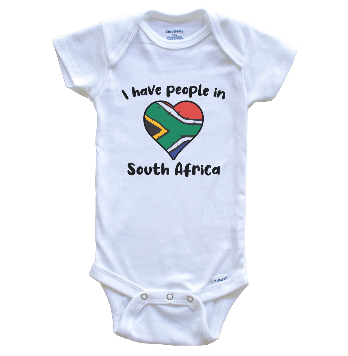 South African Flag Heart I Have People In South Africa Baby Bodysuit