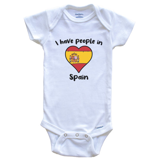 Spanish Flag Heart I Have People In Spain Baby Bodysuit