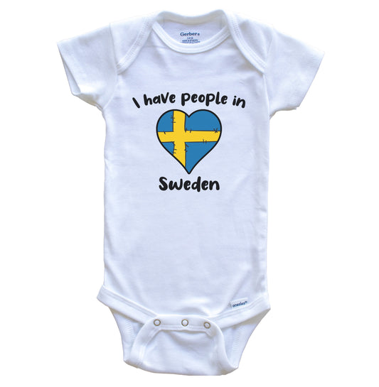 Swedish Flag Heart I Have People In Sweden Baby Bodysuit