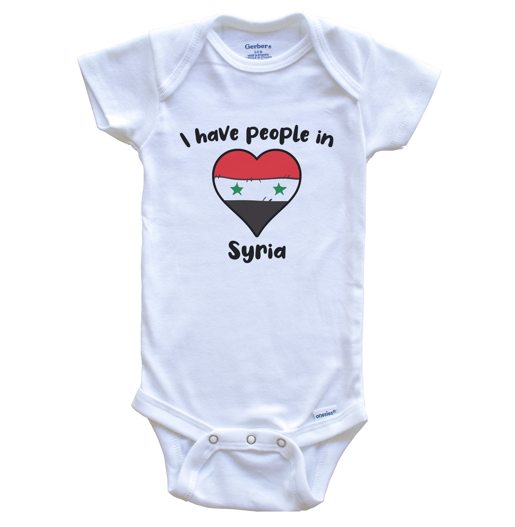 Syrian Flag Heart I Have People In Syria Baby Bodysuit