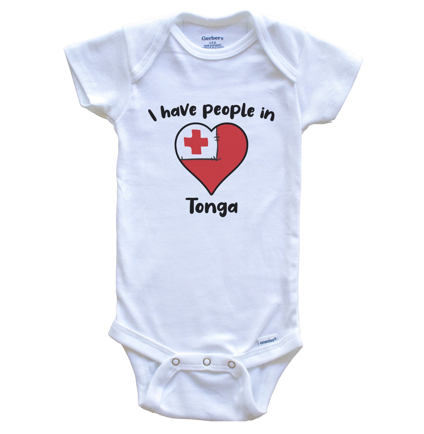 Tongan Flag Heart I Have People In Tonga Baby Bodysuit