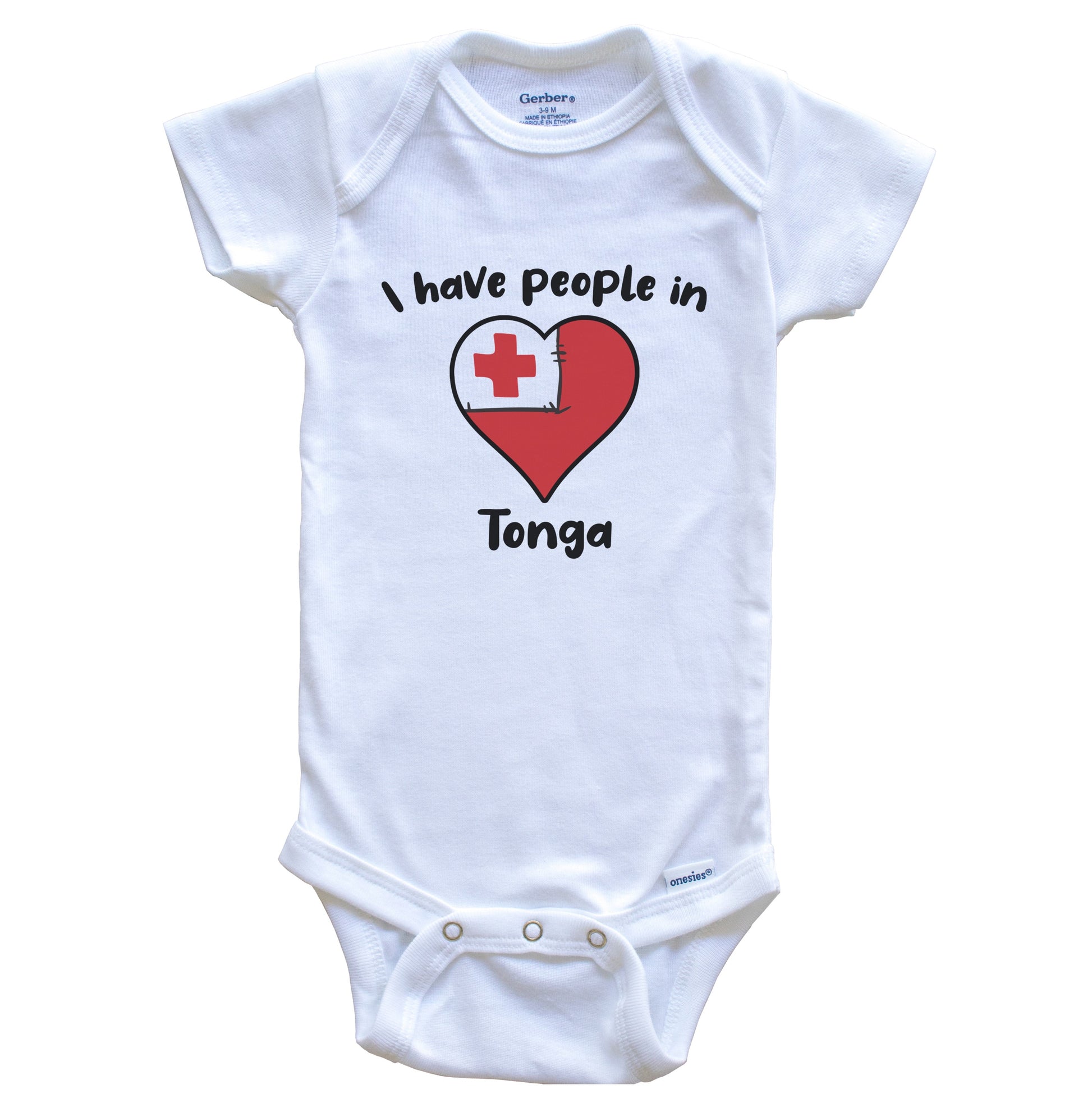 Tongan Flag Heart I Have People In Tonga Baby Bodysuit