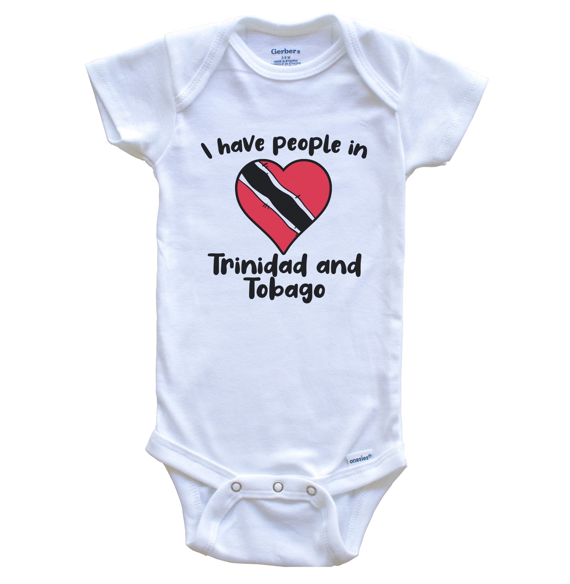 Trinidadian Flag Heart I Have People In Trinidad and Tobago Baby Bodysuit