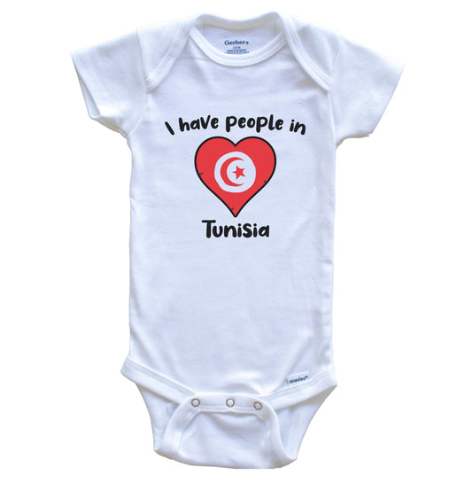 Tunisian Flag Heart I Have People In Tunisia Baby Bodysuit