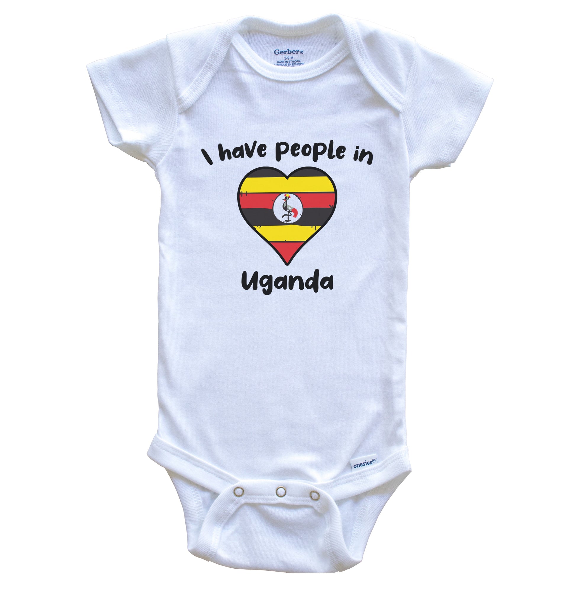 Ugandan Flag Heart I Have People In Uganda Baby Bodysuit