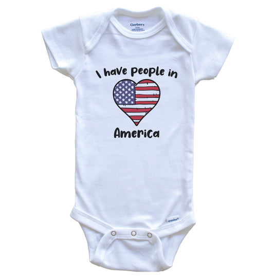 American Flag Heart I Have People In America Baby Bodysuit
