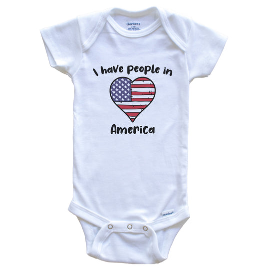 American Flag Heart I Have People In America Baby Bodysuit