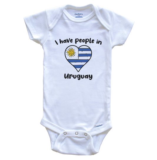 Uruguayan Flag Heart I Have People In Uruguay Baby Bodysuit