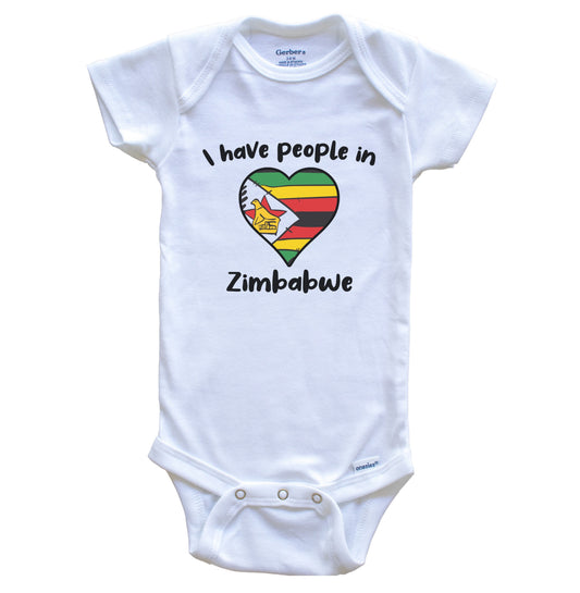 Zimbabwean Flag Heart I Have People In Zimbabwe Baby Bodysuit