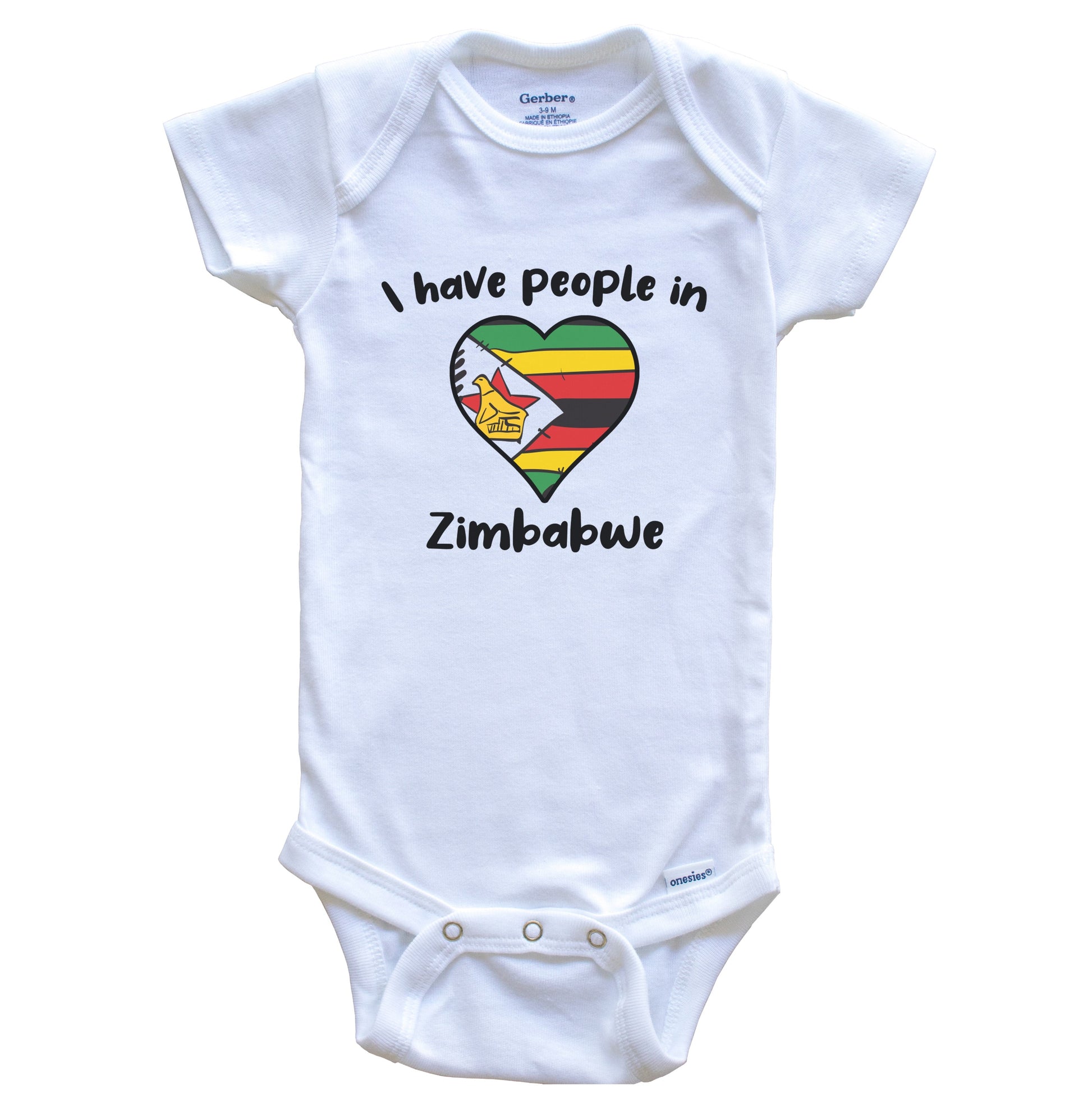 Zimbabwean Flag Heart I Have People In Zimbabwe Baby Bodysuit