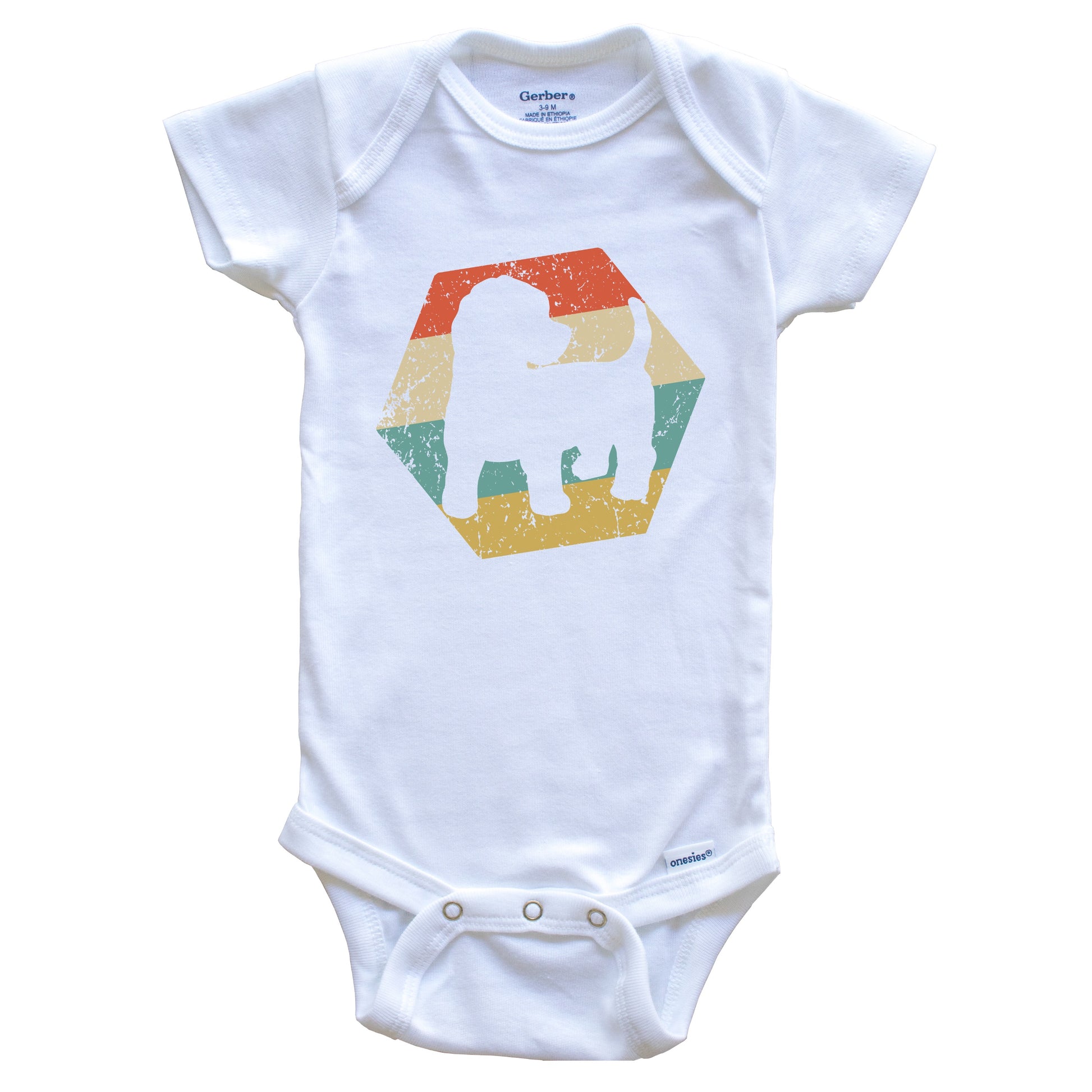 Cockapoo Dog Breed Retro Distressed Hexagon Baby Bodysuit