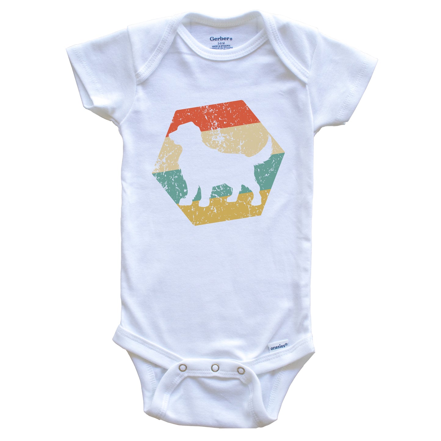 Golden Retriever Dog Breed Retro Distressed Hexagon Baby Bodysuit