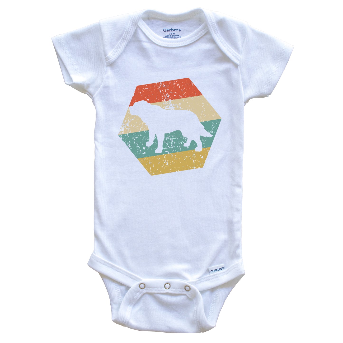 St. Bernard Dog Breed Retro Distressed Hexagon Baby Bodysuit