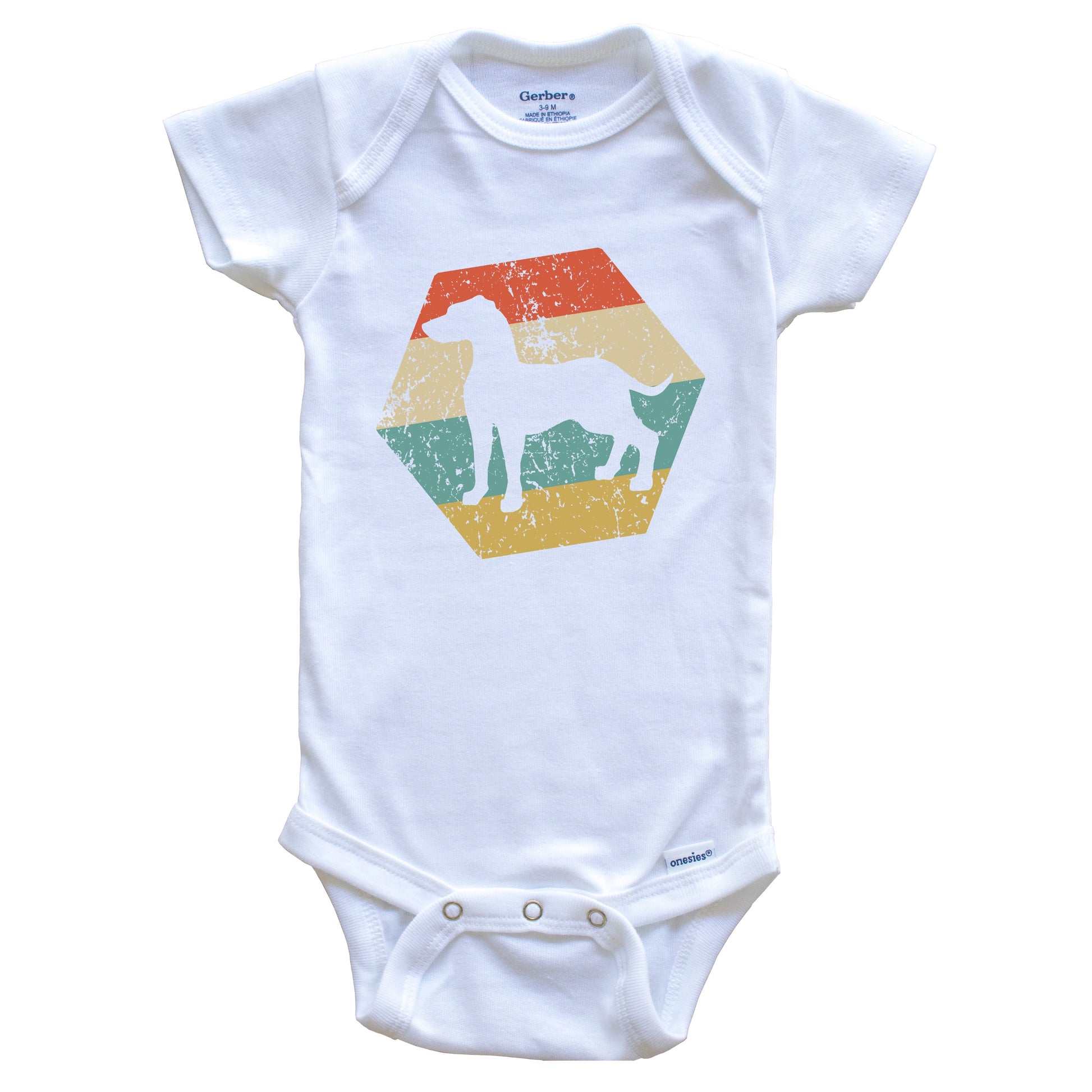 Vizsla Dog Breed Retro Distressed Hexagon Baby Bodysuit