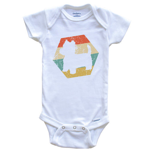 West Highland White Terrier Dog Breed Distressed Hexagon Baby Bodysuit